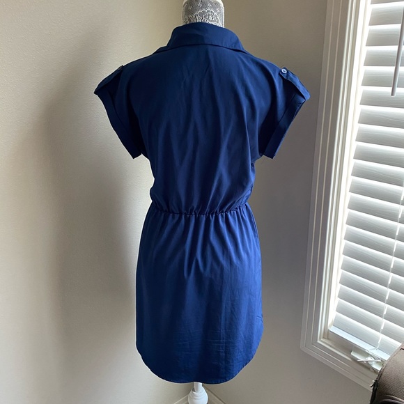 Navy Blue Collared Shirt Dress Size Medium - Picture 5 of 5